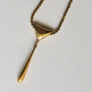 Vintage MONET Gold Tone Teardrop Pendant Necklace - Good Pre-Owned Condition